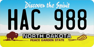 ND license plate HAC988