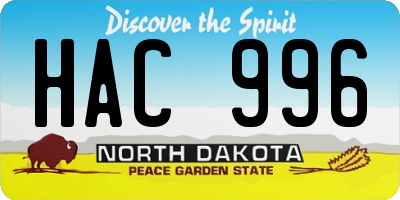 ND license plate HAC996