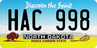 ND license plate HAC998