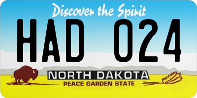 ND license plate HAD024