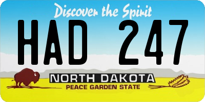 ND license plate HAD247