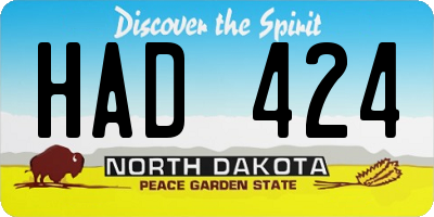ND license plate HAD424