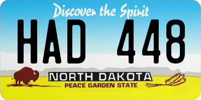 ND license plate HAD448