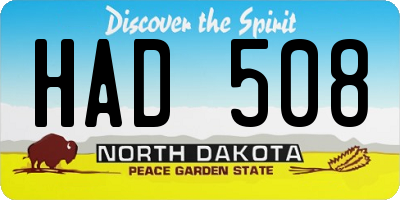 ND license plate HAD508
