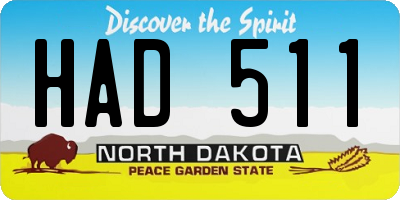 ND license plate HAD511