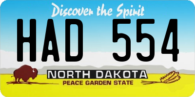ND license plate HAD554