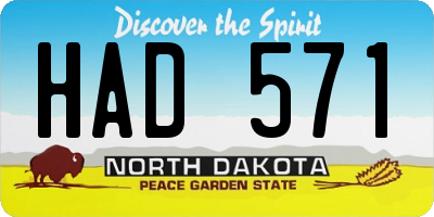 ND license plate HAD571