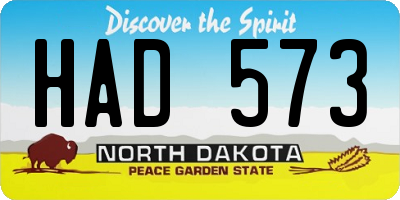 ND license plate HAD573