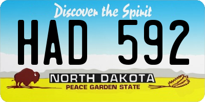 ND license plate HAD592