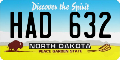 ND license plate HAD632