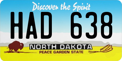 ND license plate HAD638