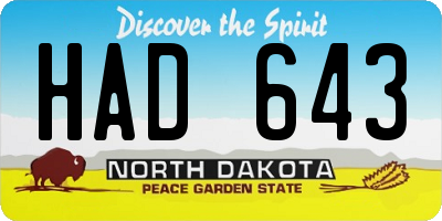 ND license plate HAD643