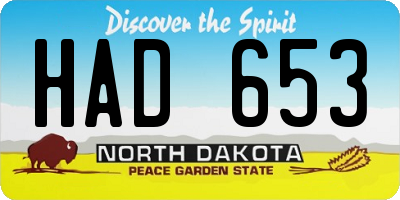 ND license plate HAD653