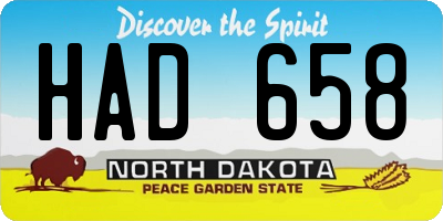 ND license plate HAD658