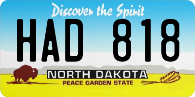 ND license plate HAD818
