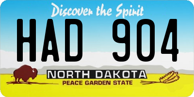 ND license plate HAD904