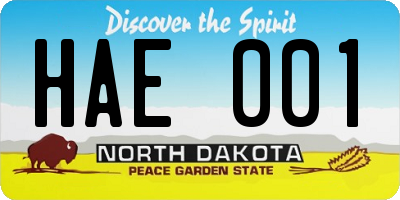 ND license plate HAE001