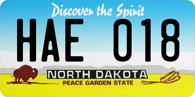 ND license plate HAE018