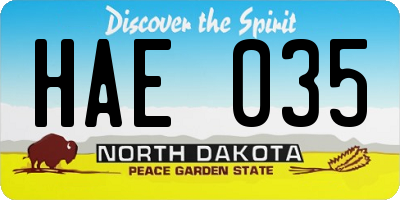 ND license plate HAE035