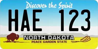 ND license plate HAE123
