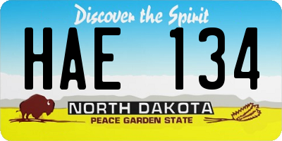 ND license plate HAE134