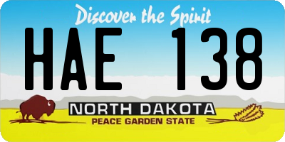 ND license plate HAE138