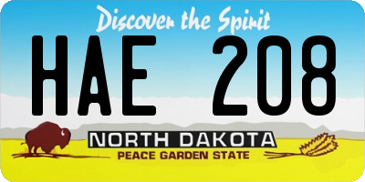 ND license plate HAE208