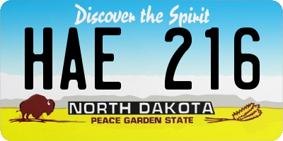 ND license plate HAE216