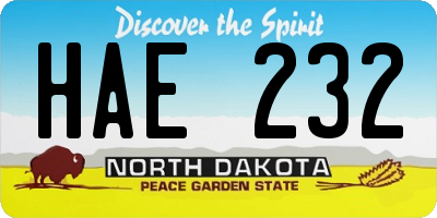 ND license plate HAE232