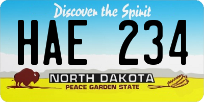 ND license plate HAE234