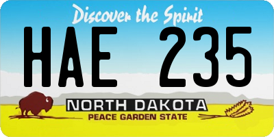 ND license plate HAE235