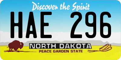 ND license plate HAE296
