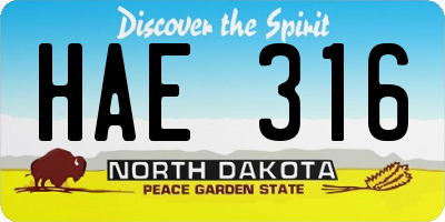 ND license plate HAE316