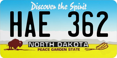 ND license plate HAE362