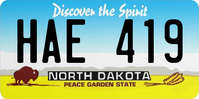 ND license plate HAE419