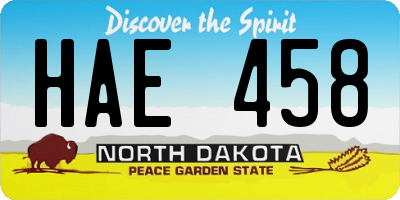 ND license plate HAE458