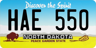 ND license plate HAE550