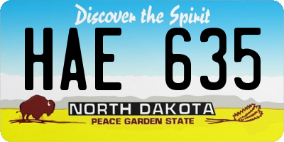 ND license plate HAE635
