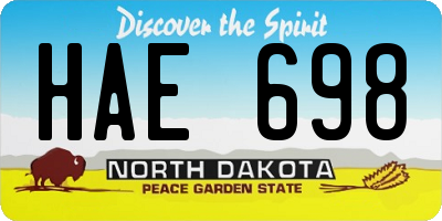 ND license plate HAE698