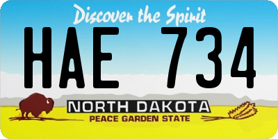 ND license plate HAE734
