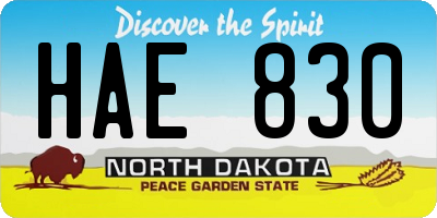 ND license plate HAE830