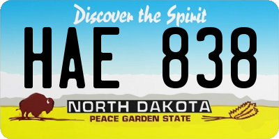 ND license plate HAE838