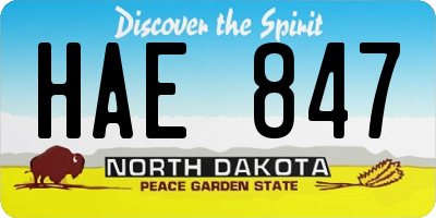 ND license plate HAE847