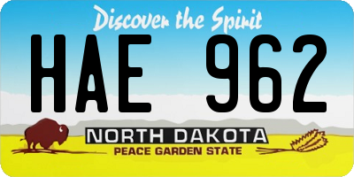 ND license plate HAE962