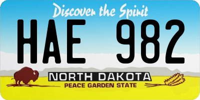 ND license plate HAE982