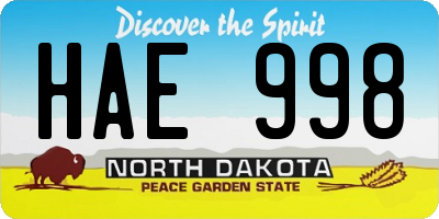 ND license plate HAE998