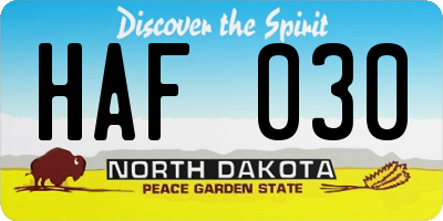 ND license plate HAF030