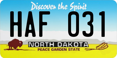 ND license plate HAF031