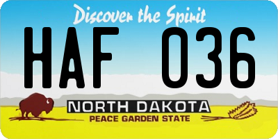 ND license plate HAF036