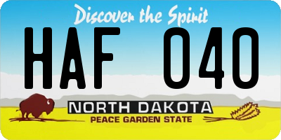 ND license plate HAF040